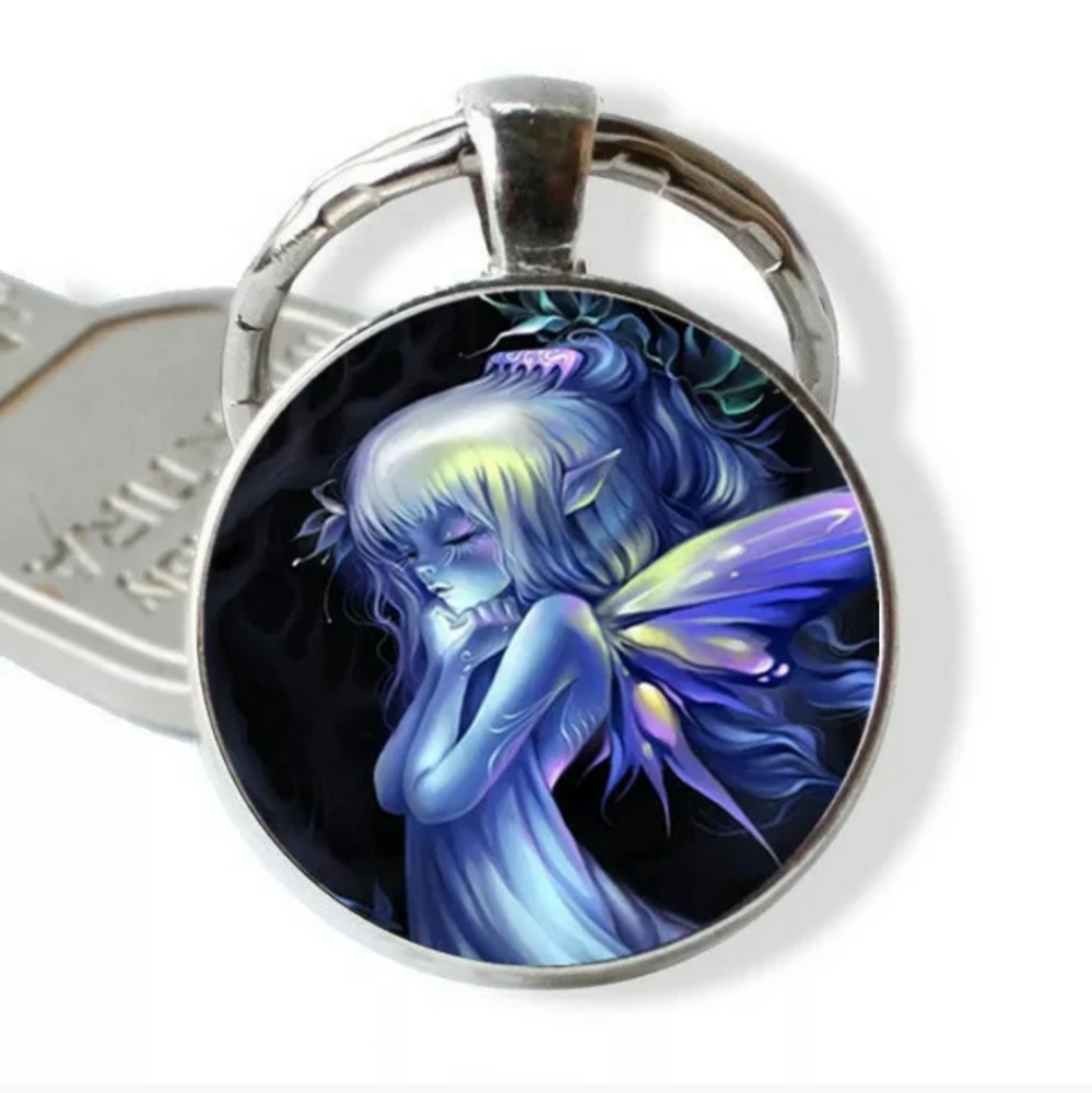 New Make a Wish Beautiful Fairy Silver Tone Keychain.